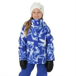 Roxy Jetty Jacket Teen Girls -  Bluing Frozen Flower, 12 Large